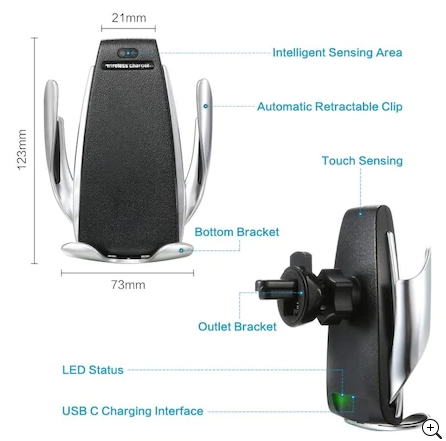 Otomatik telefon tutucu Araç ve ofis için kablosuz şarj özellikli