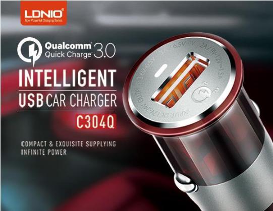 LDNIO C304Q Qualcomm 3.0 Araç çakmaklık Telefon Hızlı Şarj Cihazı