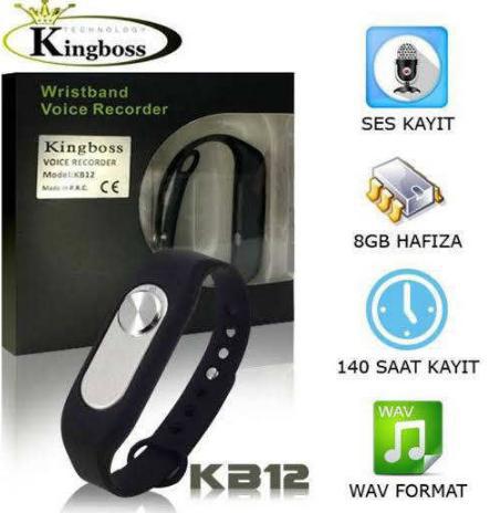Kingboss Bileklik Ses Kayıt Cihazı 8 Gb Hafızalı Voice Recorder