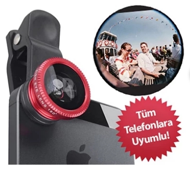 Balık Gözü Cep Telefonu Lensi (Tüm Modellere Uyumlu)
